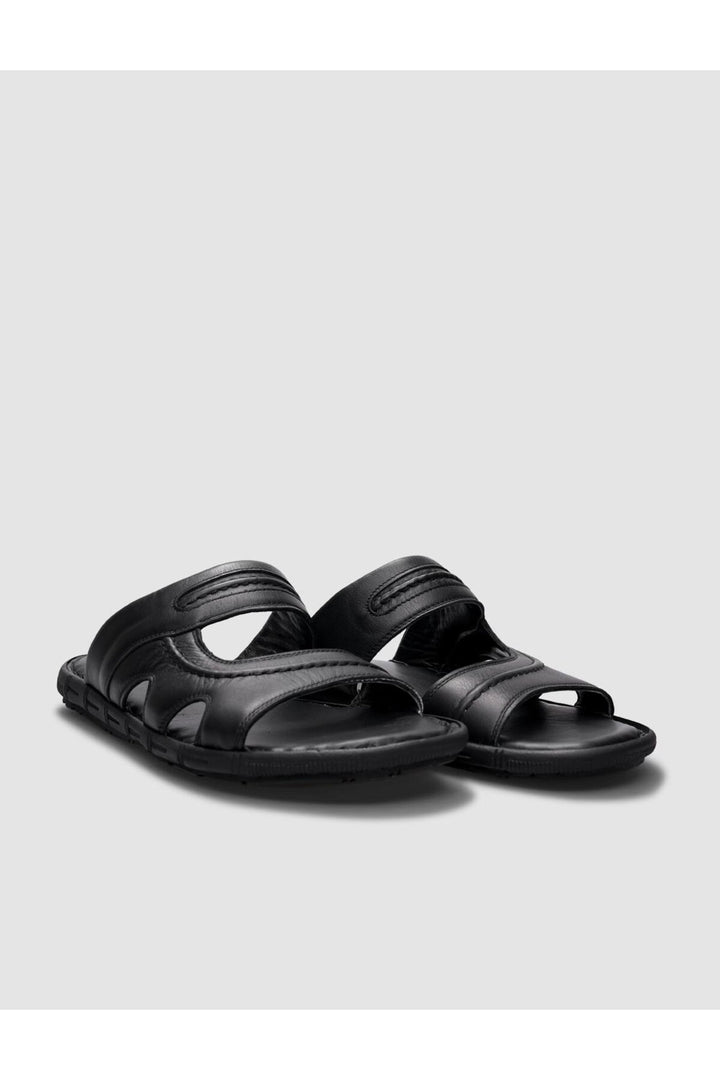 Cabani Shoes %100 Cuir Véritable Sandales Quotidiennes Pour Hommes Noires - Multicolore