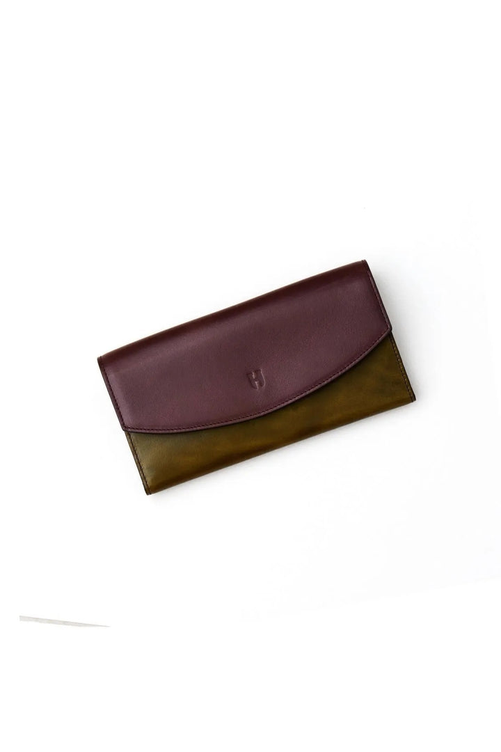 helmbrook Porte-cartes à compartiments multiples Ashley en cuir pour femme avec fermeture à glissière protégée par RFID, marron, kaki