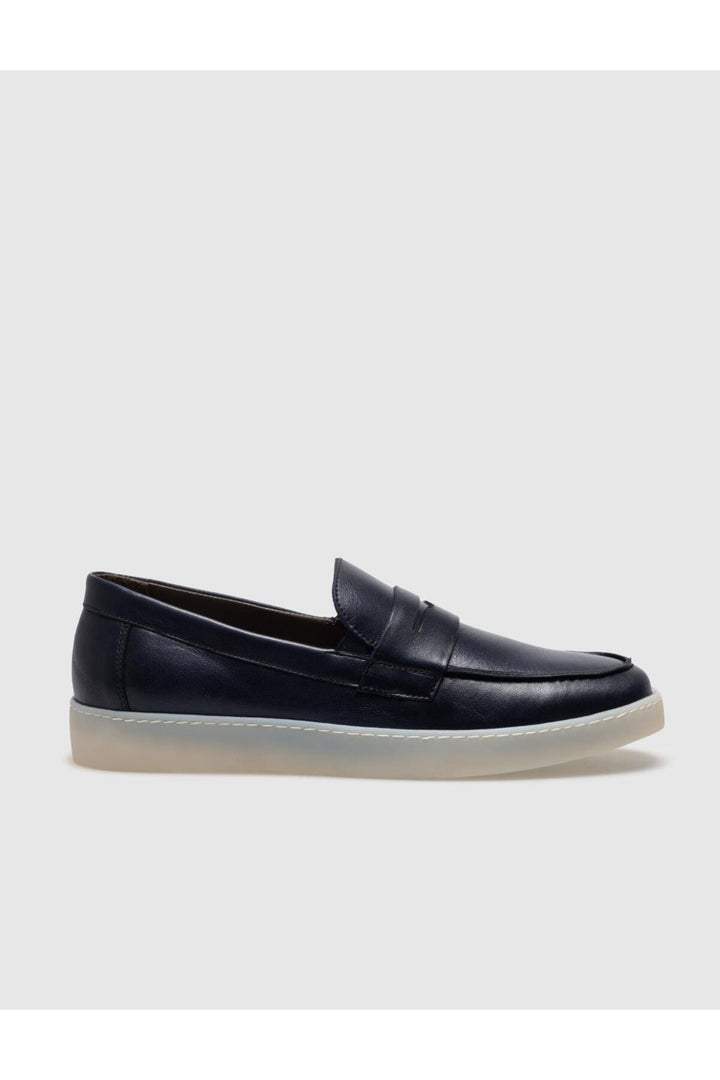 Cabani Shoes Chaussures de ville pour hommes en cuir véritable avec ceinture bleu marine. - Bleu marine