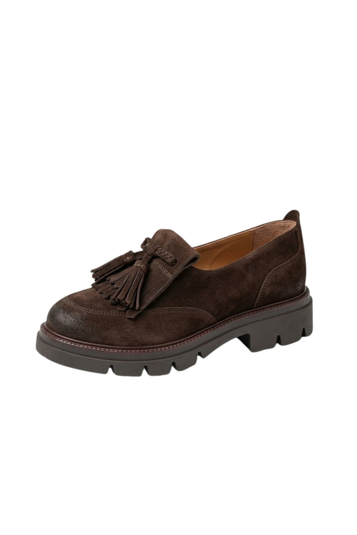 Wavelys ELCHE Mocassin élégant en cuir suédé véritable marron avec effet de brûlure spécial - Marron