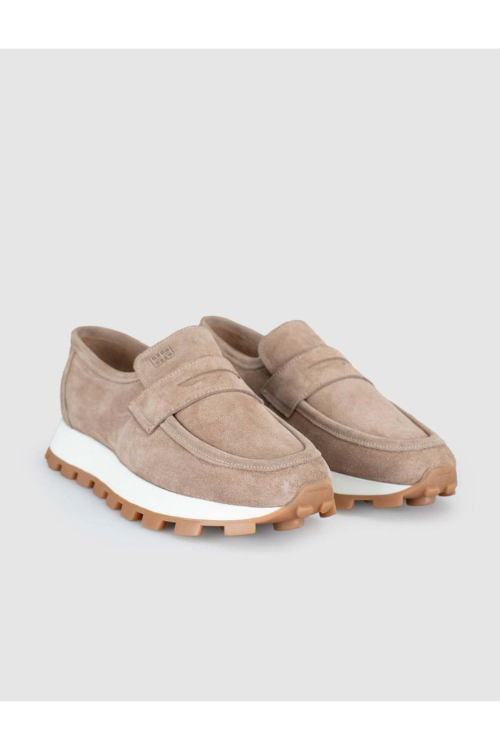 Cabani Shoes Chaussures de femme en cuir suédé crème type loafer sneaker - Crème