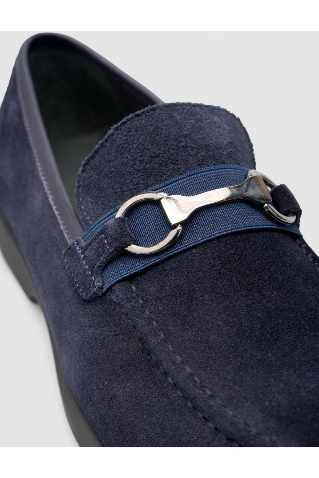 Cabani Shoes Mocassin pour homme en cuir véritable bleu marine avec détail de boucle. - Bleu marine