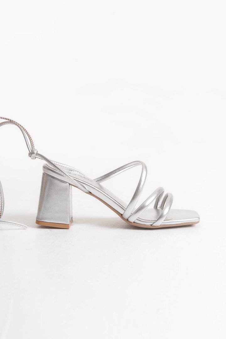 Wavelys Sandales ou tongs à lacets amovibles en cuir véritable pour femmes - Métallisé