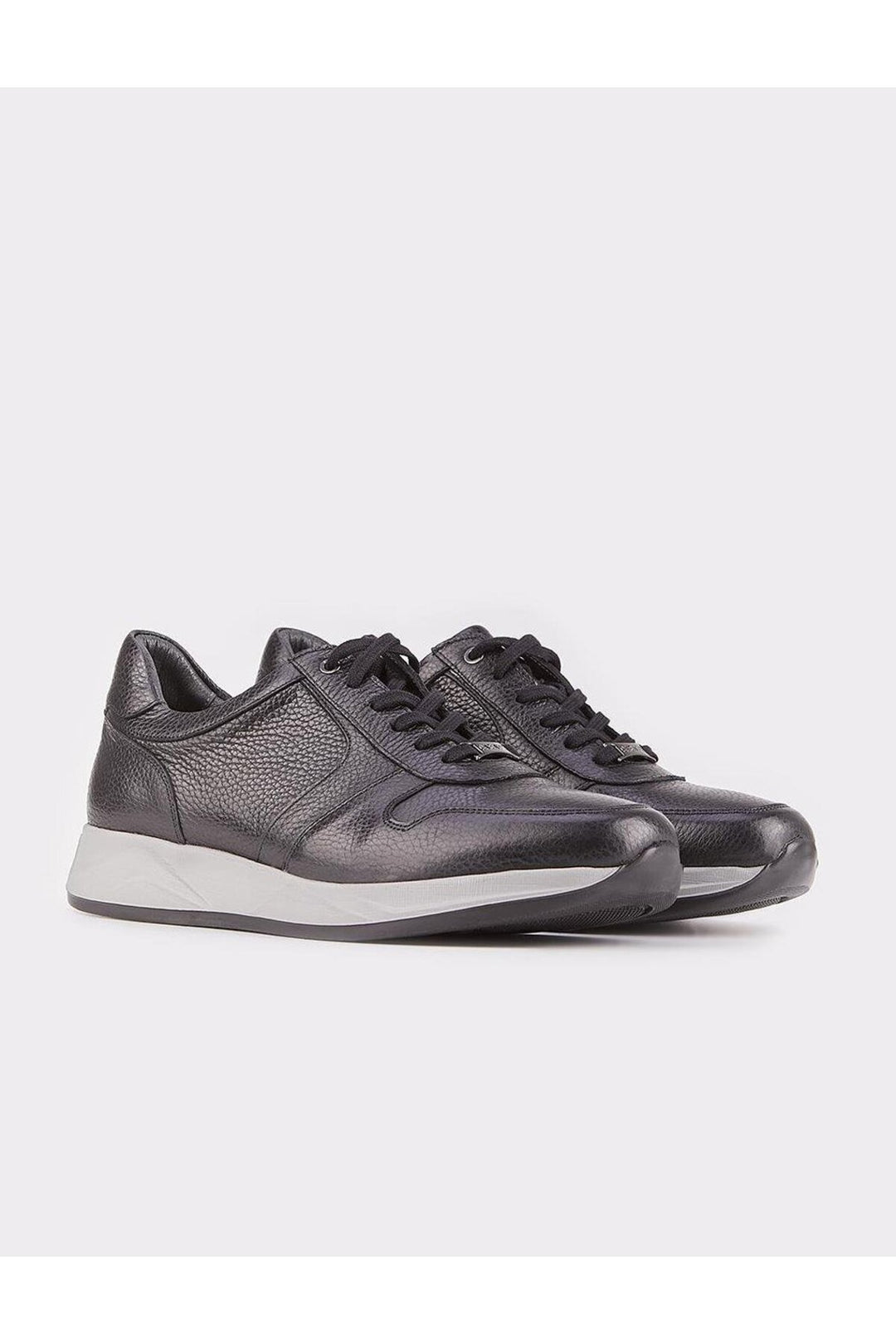 Cabani Shoes Baskets de sport pour homme en cuir véritable noir à lacets - Noir