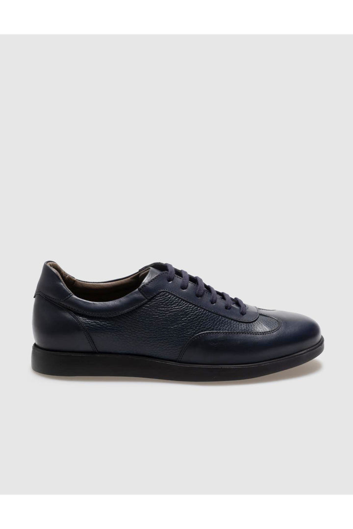 Cabani Shoes Chaussures de ville pour hommes en cuir véritable bleu marine à lacets - Bleu marine