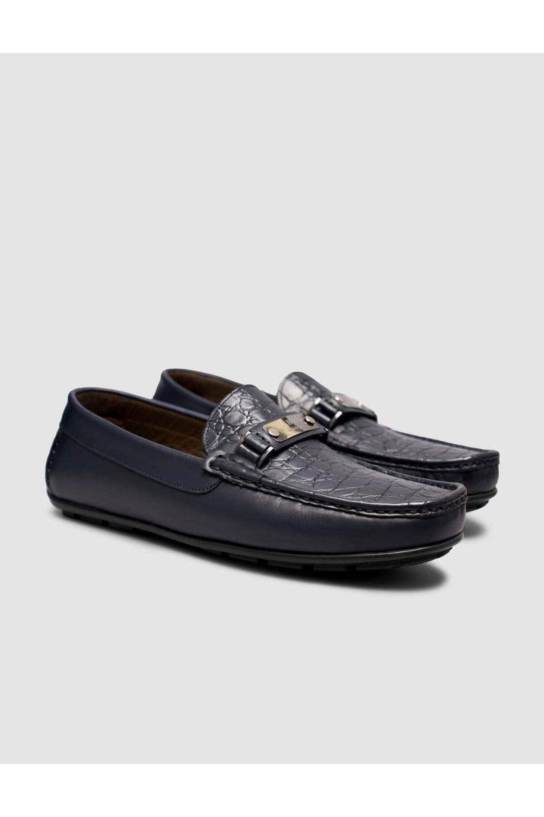 Cabani Shoes Chaussures Loafer pour hommes en cuir véritable avec semelle en caoutchouc Bleu marine - Bleu marine