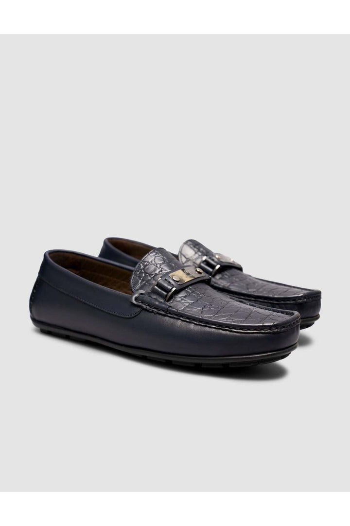 Cabani Shoes Chaussures Loafer pour hommes en cuir véritable avec semelle en caoutchouc Bleu marine - Bleu marine
