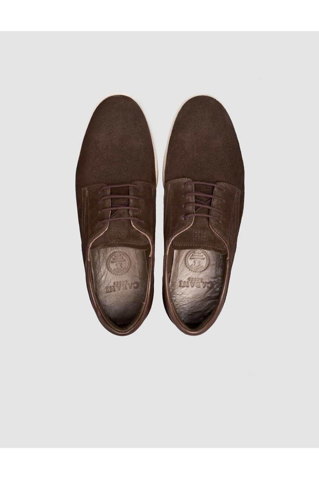 Cabani Shoes Chaussures pour hommes en cuir véritable de veau avec texture en daim, à lacets, couleur marron. - Marron