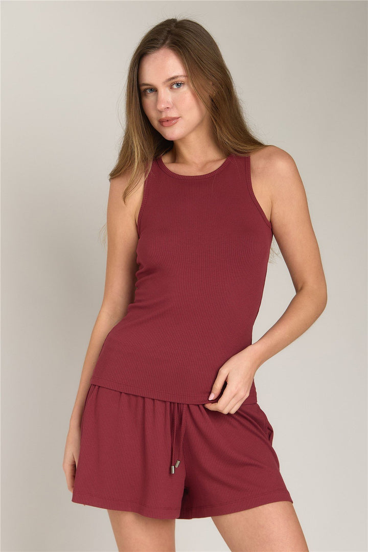 Lovely Things Pantalon de pyjama caraco CAROL - Bordeaux