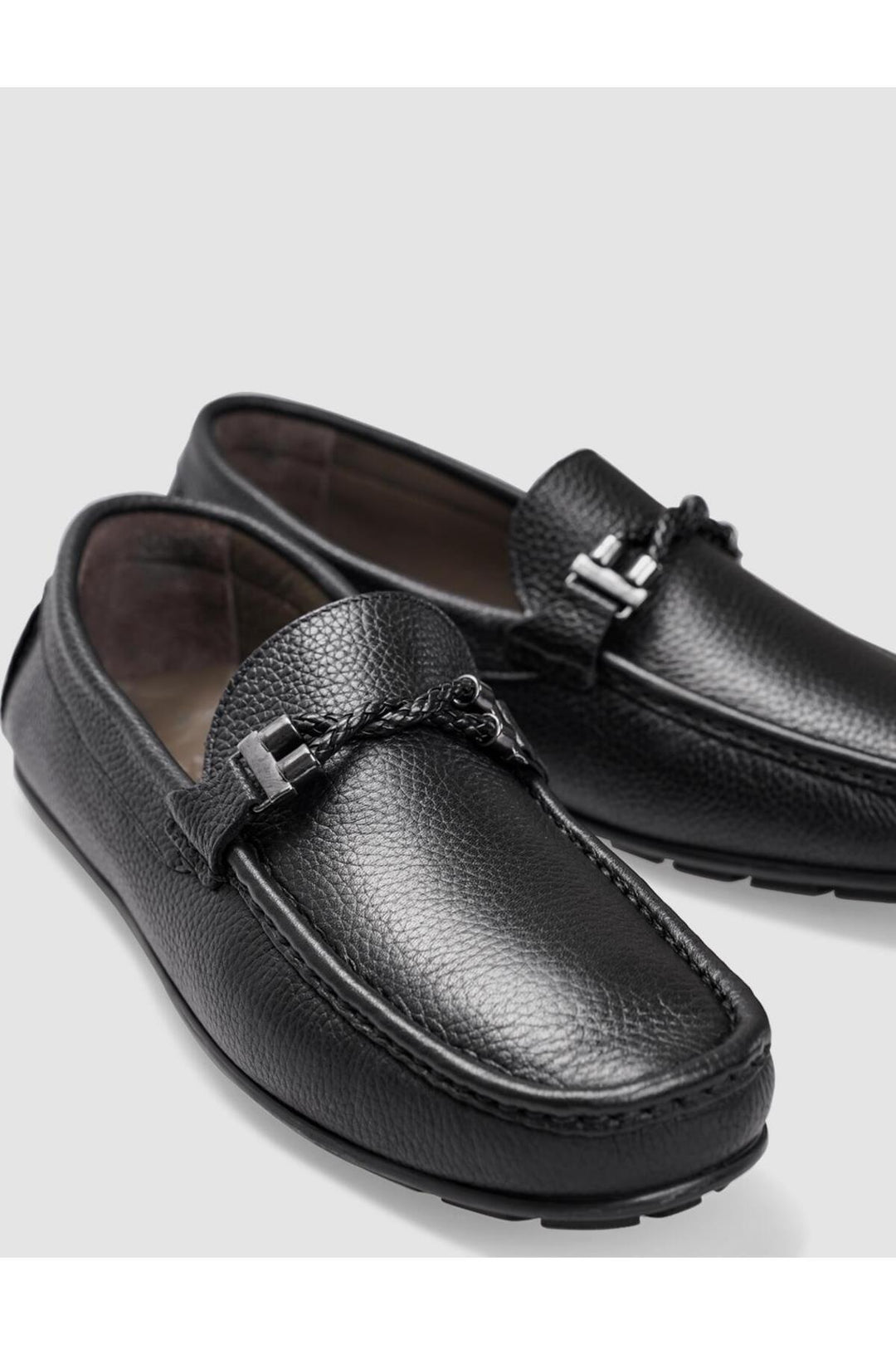 Cabani Shoes Mocassin homme en cuir véritable noir à boucle - Noir