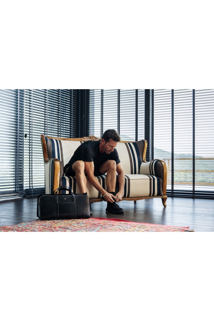 Helmbrook Sac de voyage unisexe en cuir véritable Leonard avec sangle