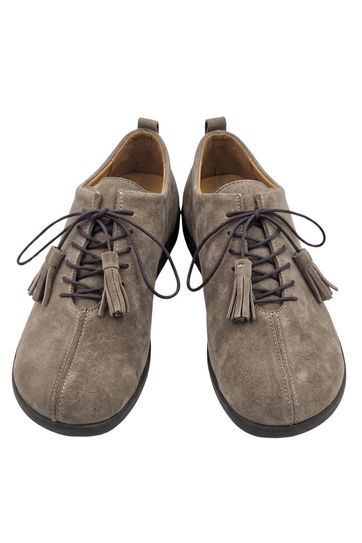 Wavelys ZEN-70611 ZANTE Chaussures à talons courts en cuir véritable avec détails à franges gris - Suède sable