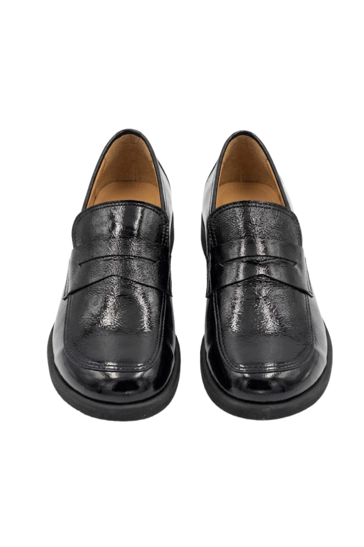 Wavelys ZANTE Chaussures pour femmes en cuir verni noir véritable, élégantes, souples et à semelle flexible. - Noir