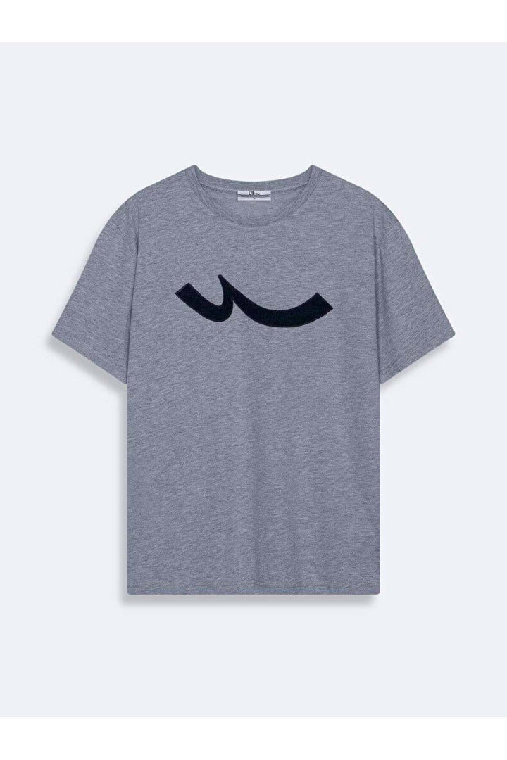 LTB Jamabe - T-shirt gris à col zéro pour hommes - Gris Clair