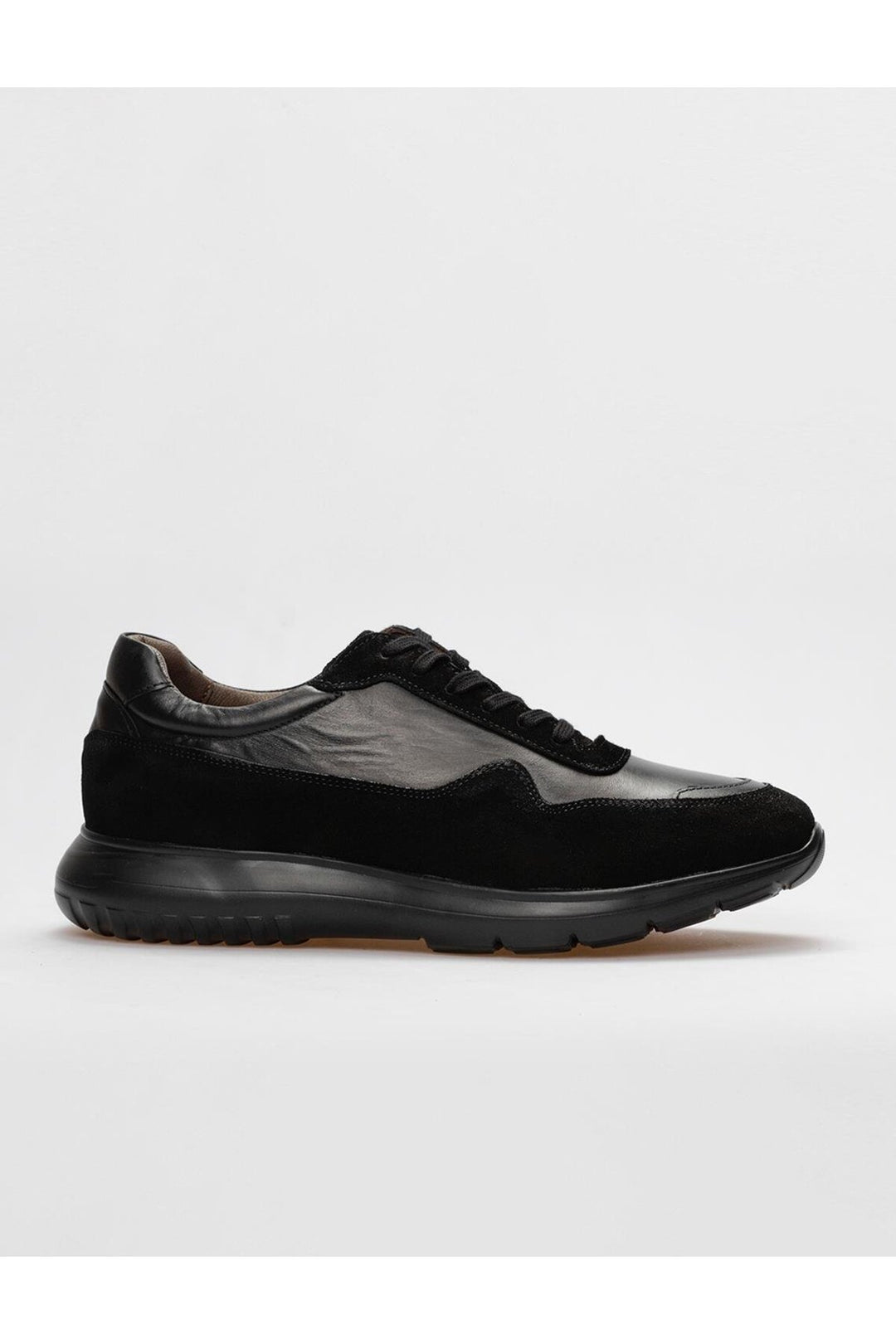 Cabani Shoes Chaussures de sport pour hommes en cuir véritable noires à lacets - Noir