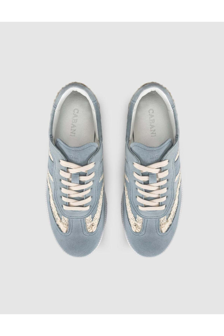 Cabani Shoes Chaussures de sport en cuir véritable avec détails en dentelle bleue - Multicolore