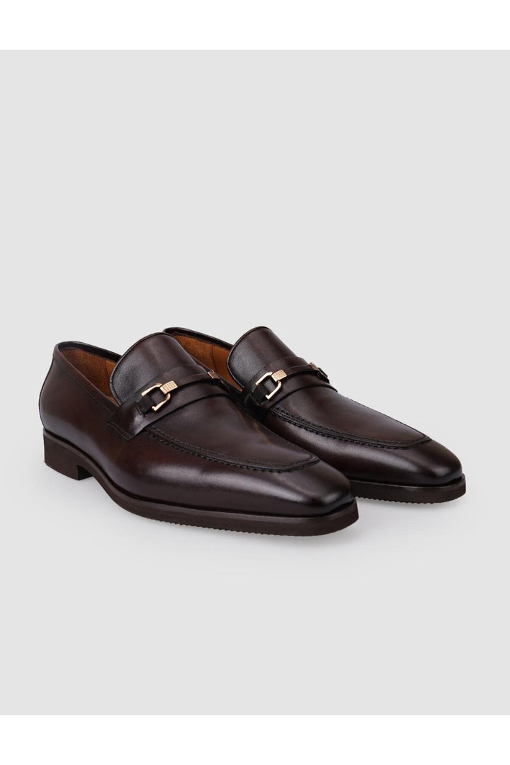 Cabani Shoes Chaussures classiques pour hommes en cuir véritable 100% marron avec boucle. - Multicolore