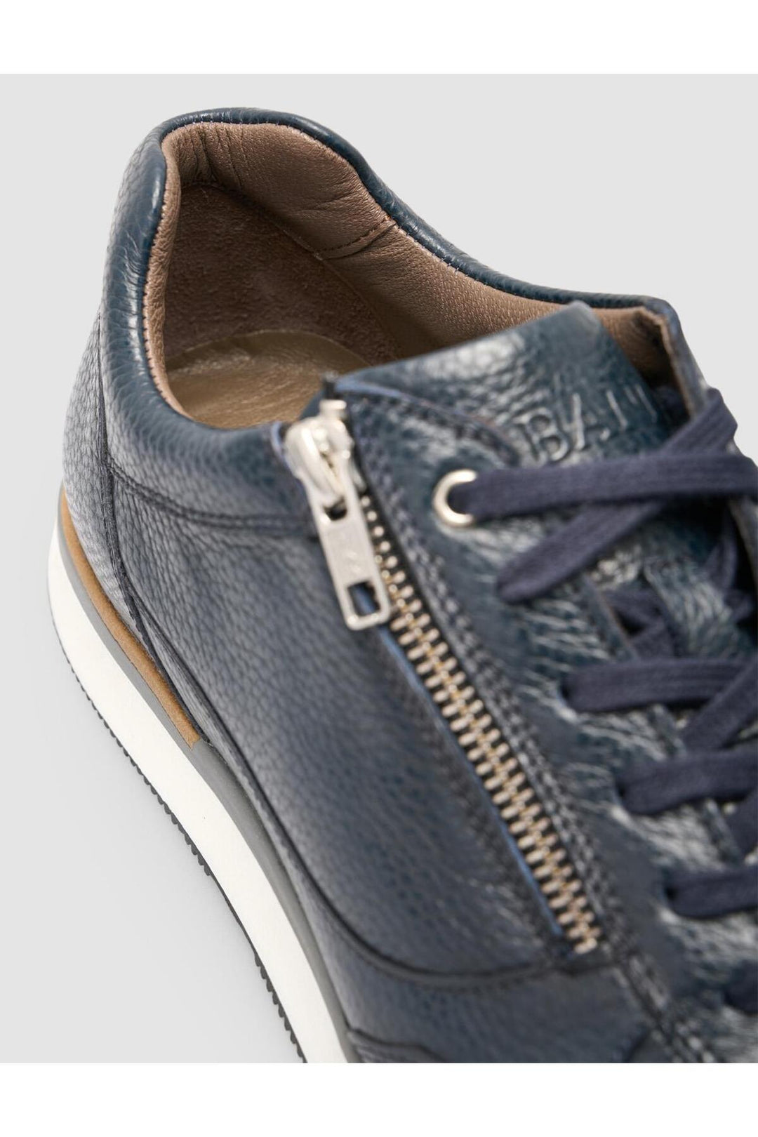 Cabani Shoes Teranor %100 Cuir Véritable Bleu marine Baskets Homme à Lacets et Fermeture Éclair - Bleu marine