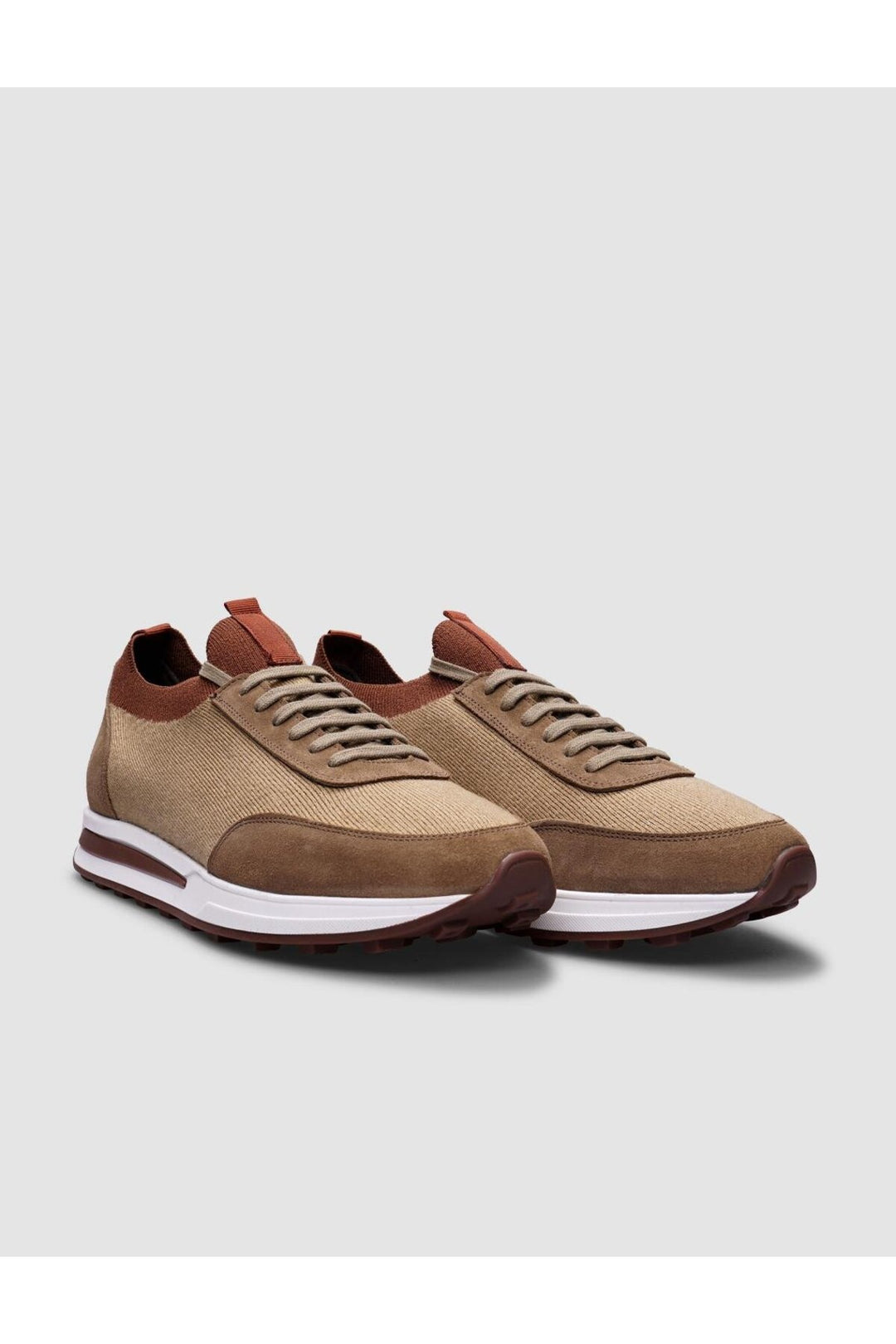 Cabani Shoes Chaussures de sport pour hommes en tricot beige avec lacets - Beige