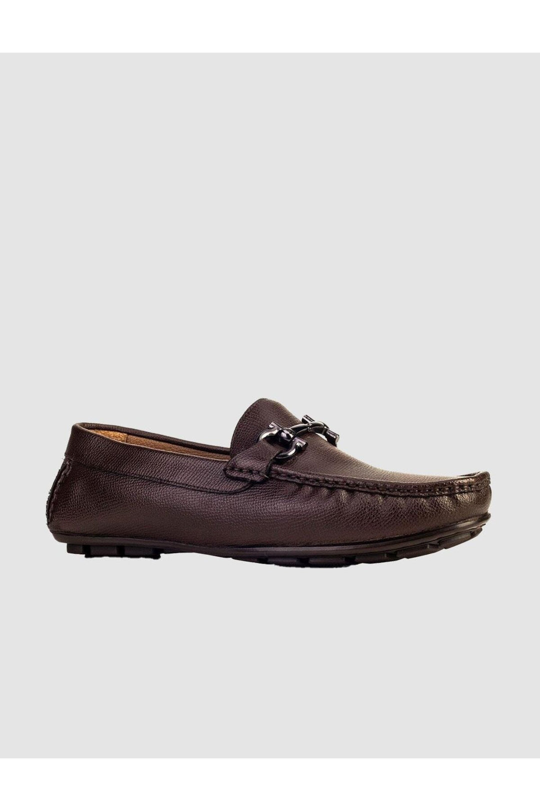 Cabani Shoes Loafer pour homme en cuir véritable marron avec boucle. - Marron