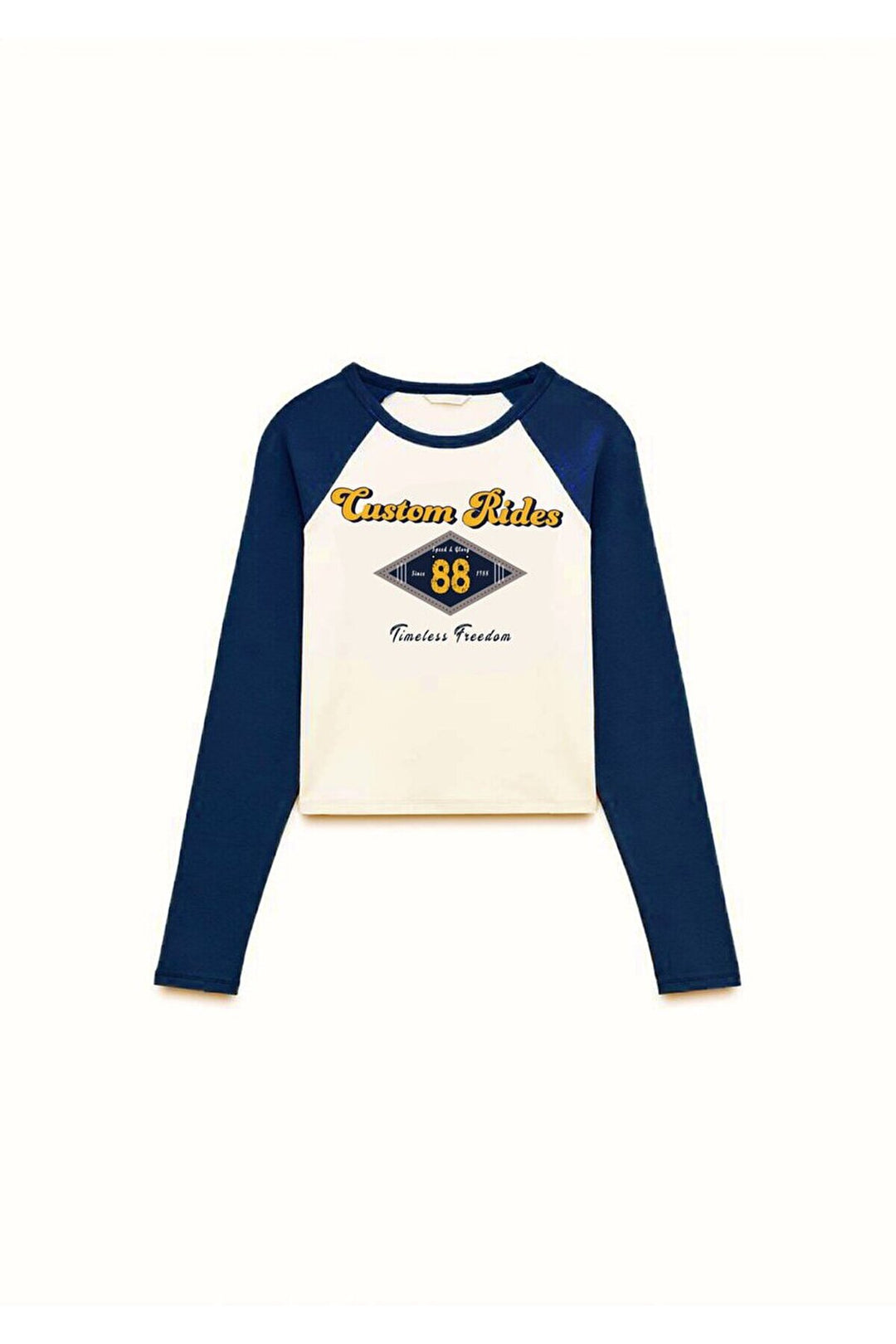 LTB Sweat court crème imprimé à col zéro et manches longues
