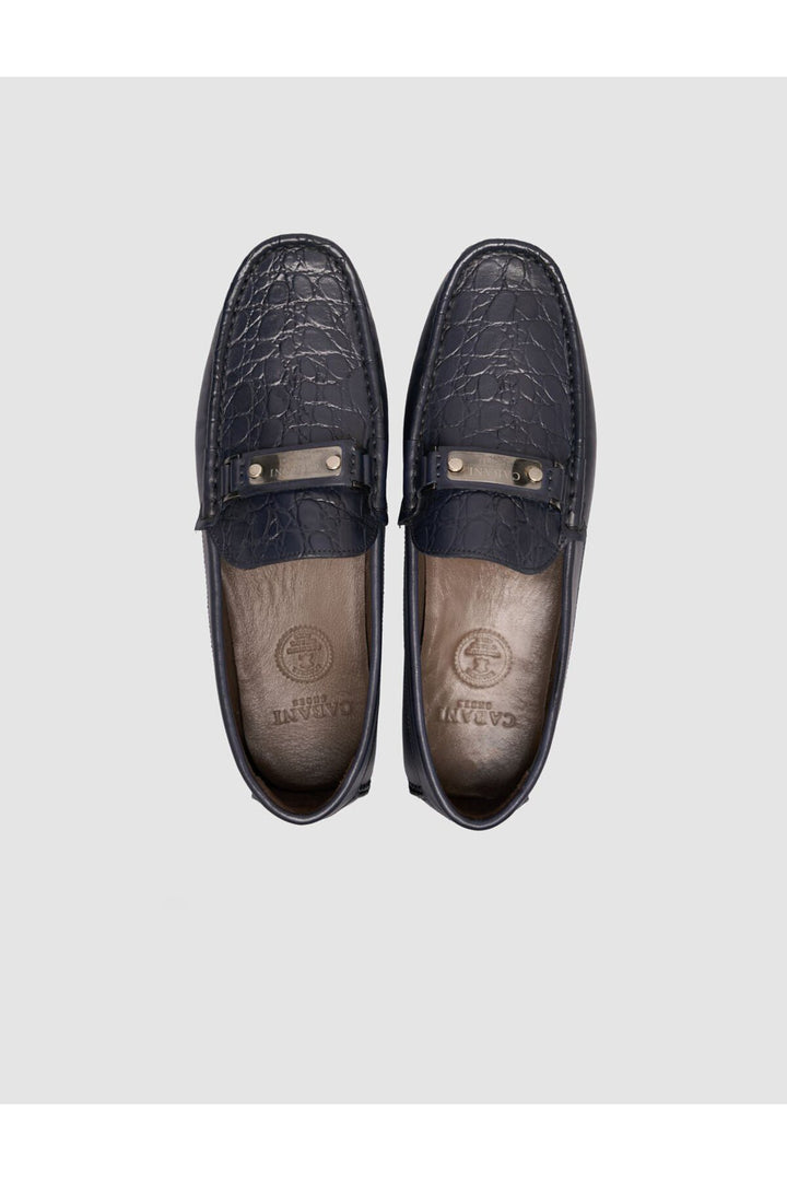 Cabani Shoes Chaussures Loafer pour hommes en cuir véritable avec semelle en caoutchouc Bleu marine - Bleu marine