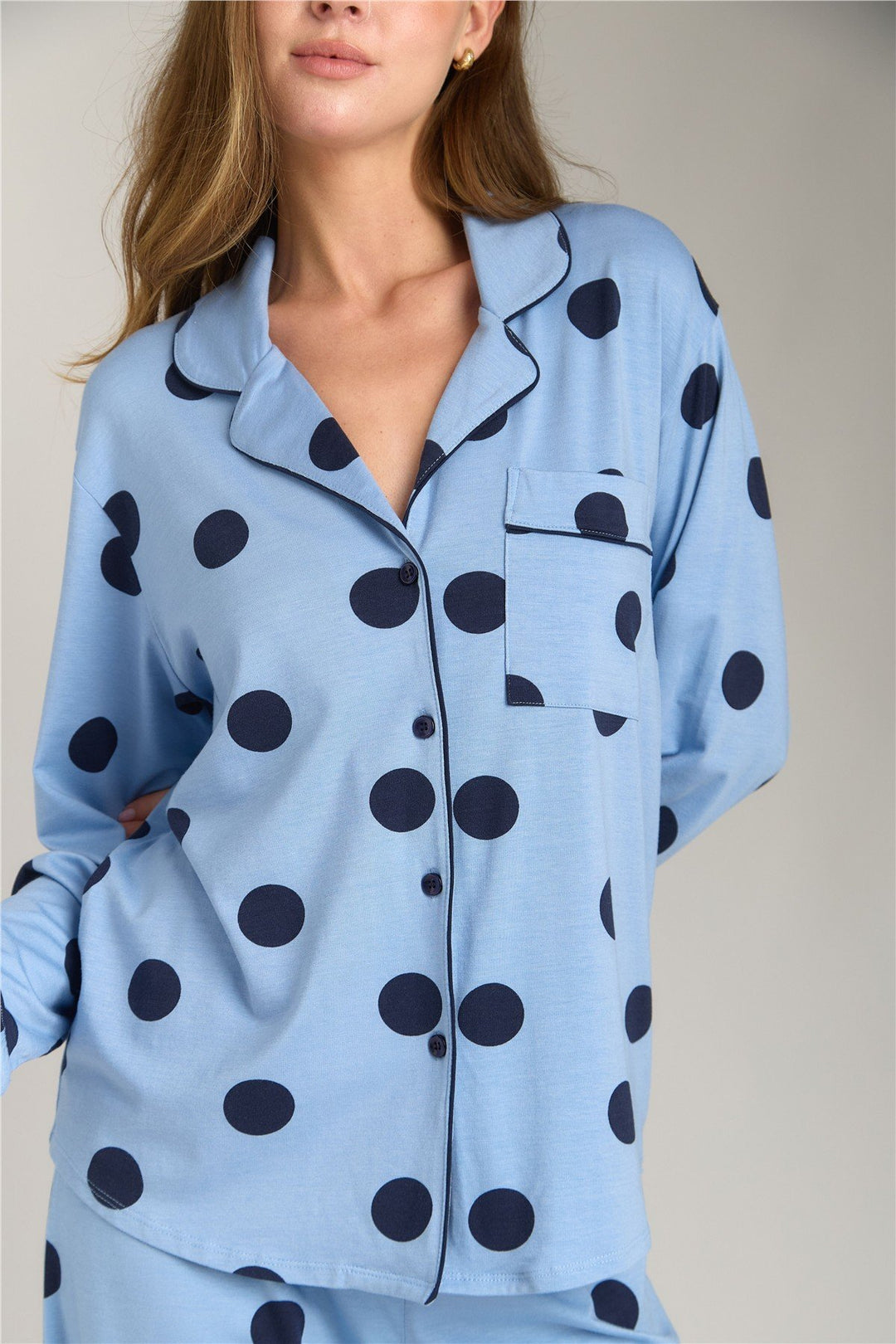 Lovely Things Bas de pyjama pointu en tricot LUNA - Bleu