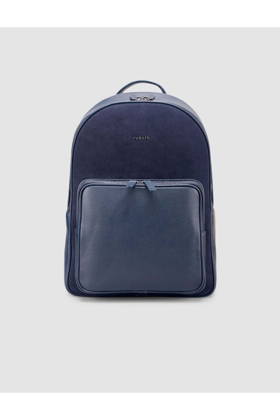 Cabani Shoes Sac à dos pour homme en cuir véritable bleu marine (avec poche avant, zippé) - Multicolore