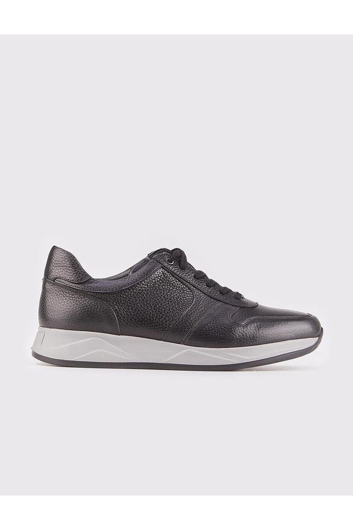 Cabani Shoes Baskets de sport pour homme en cuir véritable noir à lacets - Noir
