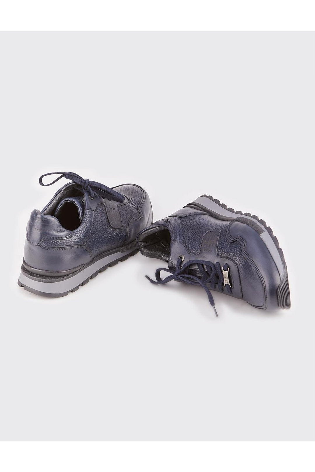 Cabani Shoes Chaussures de sport pour hommes en cuir véritable bleu marine à lacets, design spécial. - Bleu marine