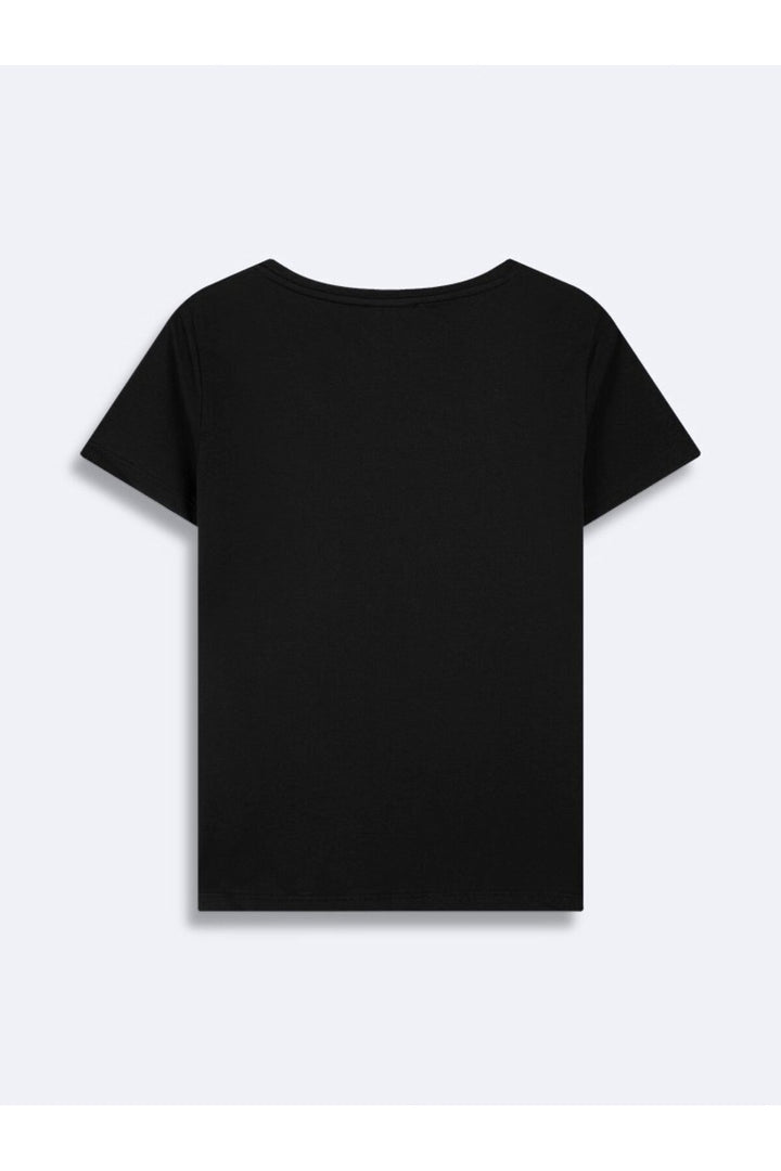LTB T-shirt noir à col en V en lycra - Noir