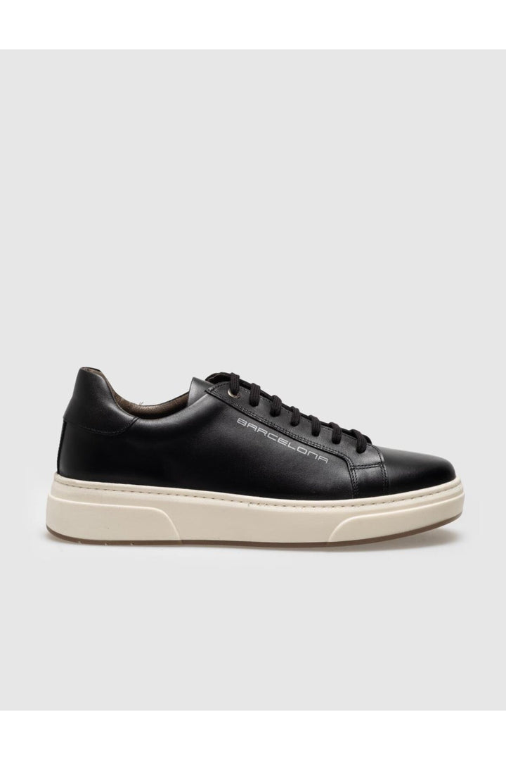 Cabani Shoes Chaussures de sport pour hommes en cuir véritable noires à lacets - Noir