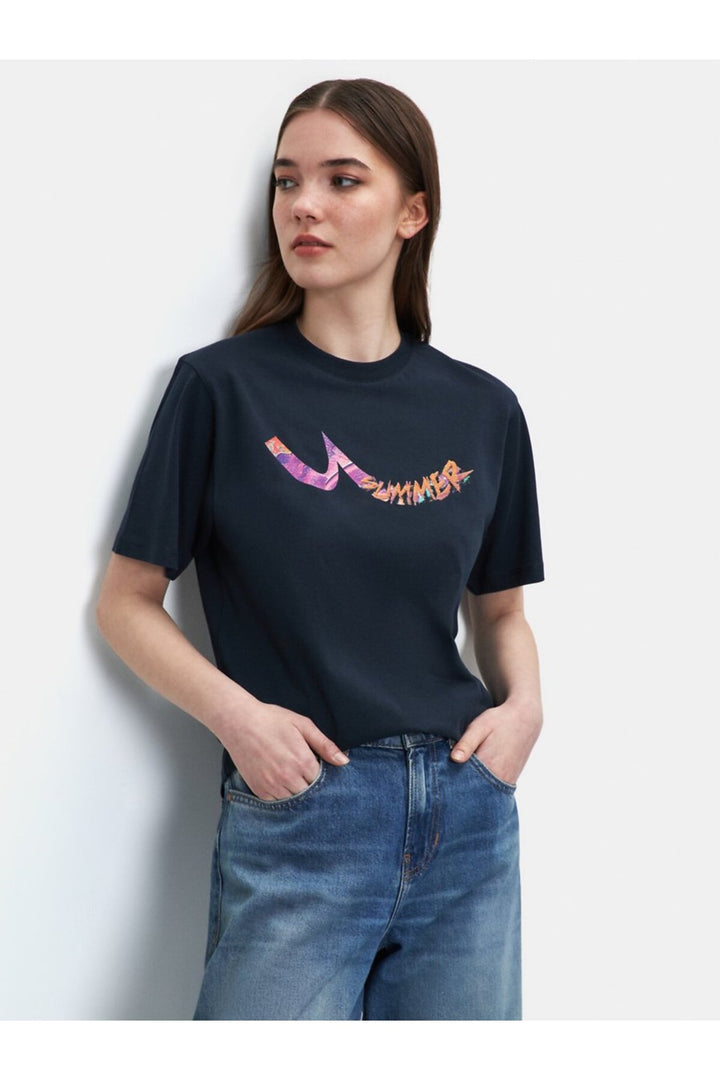 LTB T-shirt Relaxed à Imprimé en Couleurs Bloc Bleu marine - Kaki