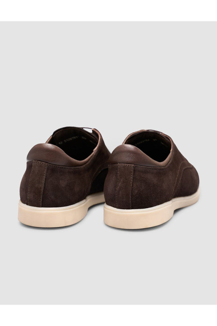 Cabani Shoes Chaussures pour hommes en cuir véritable de veau avec texture en daim, à lacets, couleur marron. - Marron