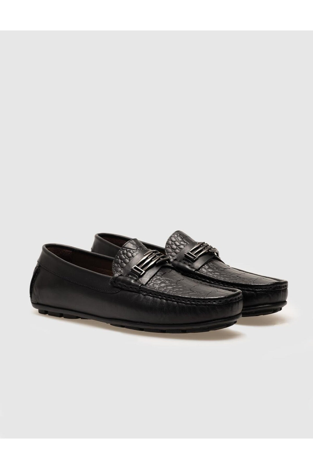 Cabani Shoes Loafer pour homme en cuir véritable avec détails noirs - Noir