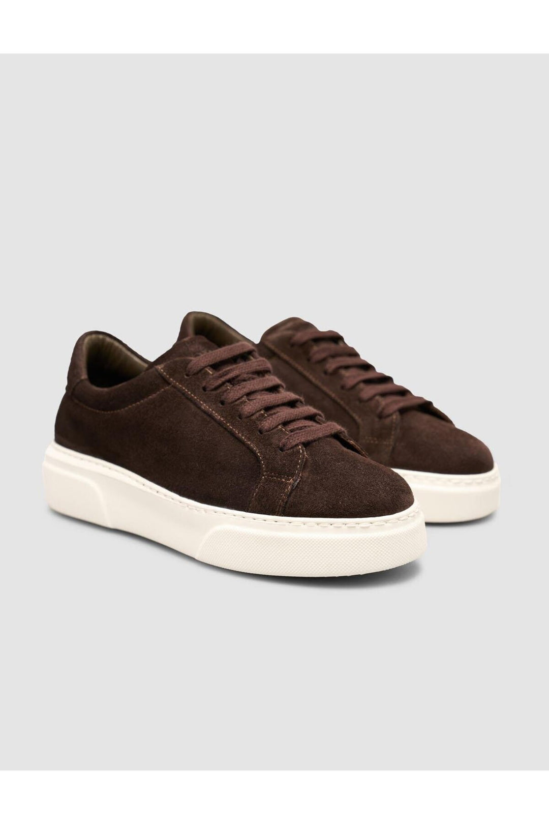 Cabani Shoes Baskets à lacets en cuir suédé véritable 100% avec doublure en fourrure, couleur marron. - Marron