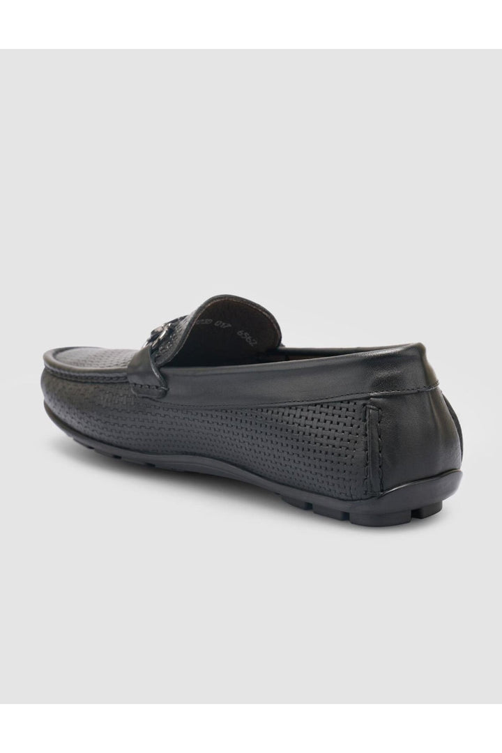 Cabani Shoes %100 Cuir véritable Mocassins pour hommes à boucle noire - Noir
