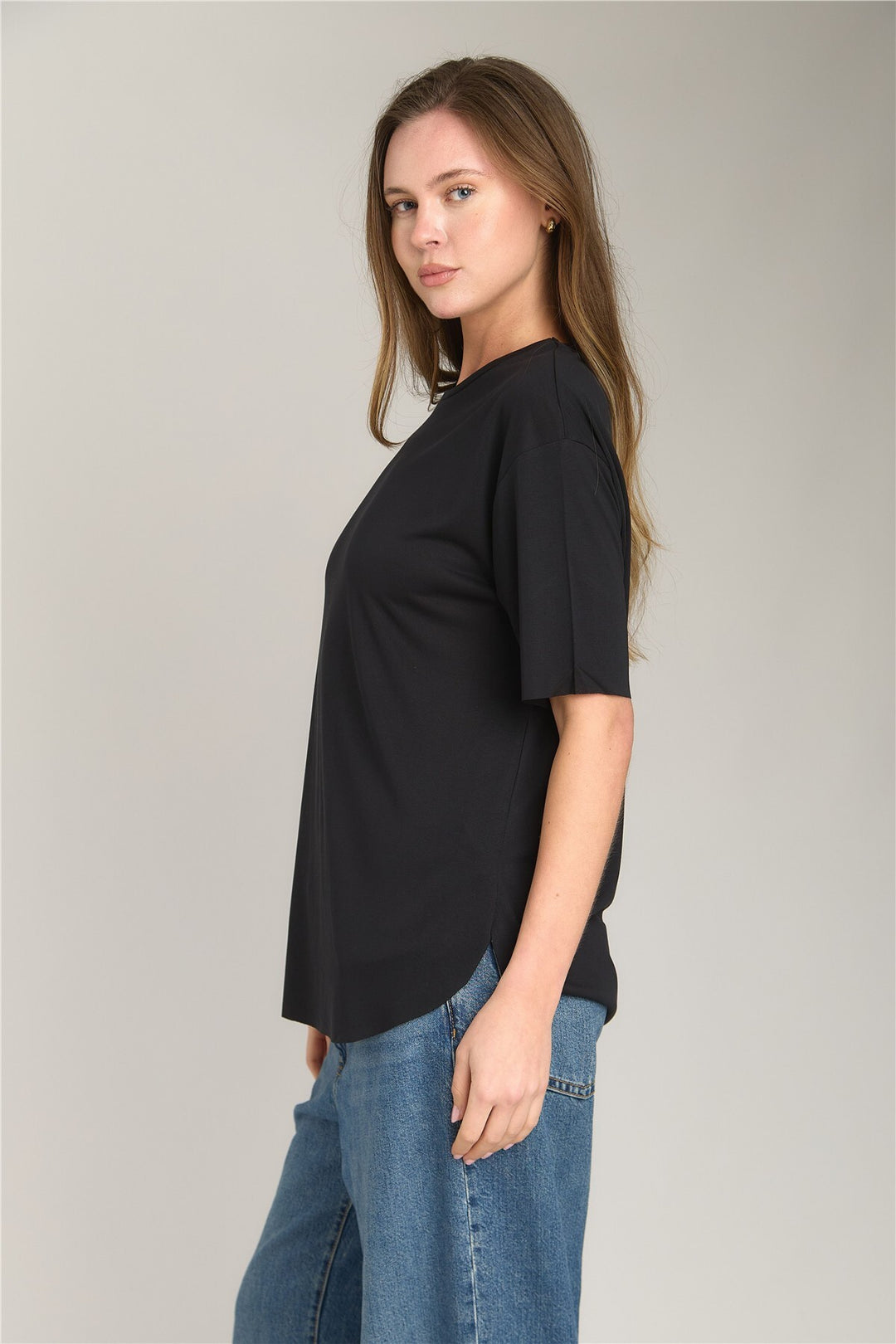 Lovely Things ADELE Basic T-shirt sans couture Haut de vêtements Pyjama - Noir