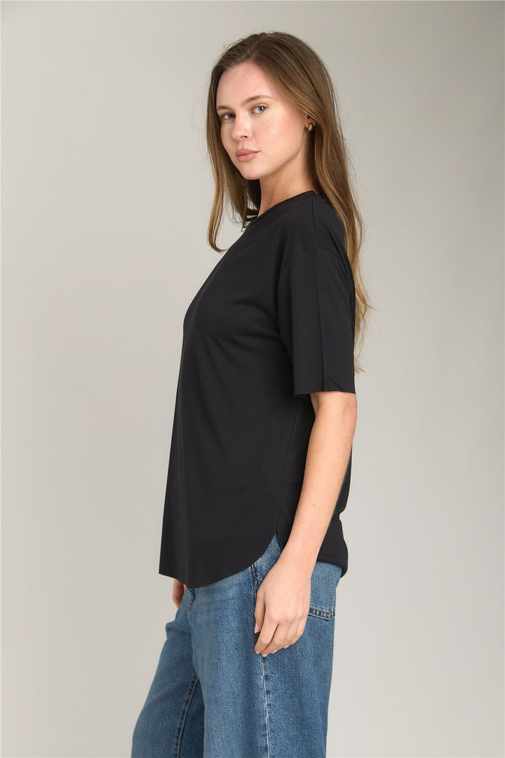 Lovely Things ADELE Basic T-shirt sans couture Haut de vêtements Pyjama - Noir