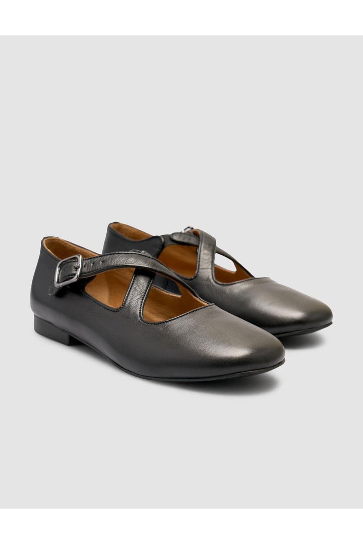 Cabani Shoes %100 Cuir Véritable Ballerines Noires pour Femmes - Noir
