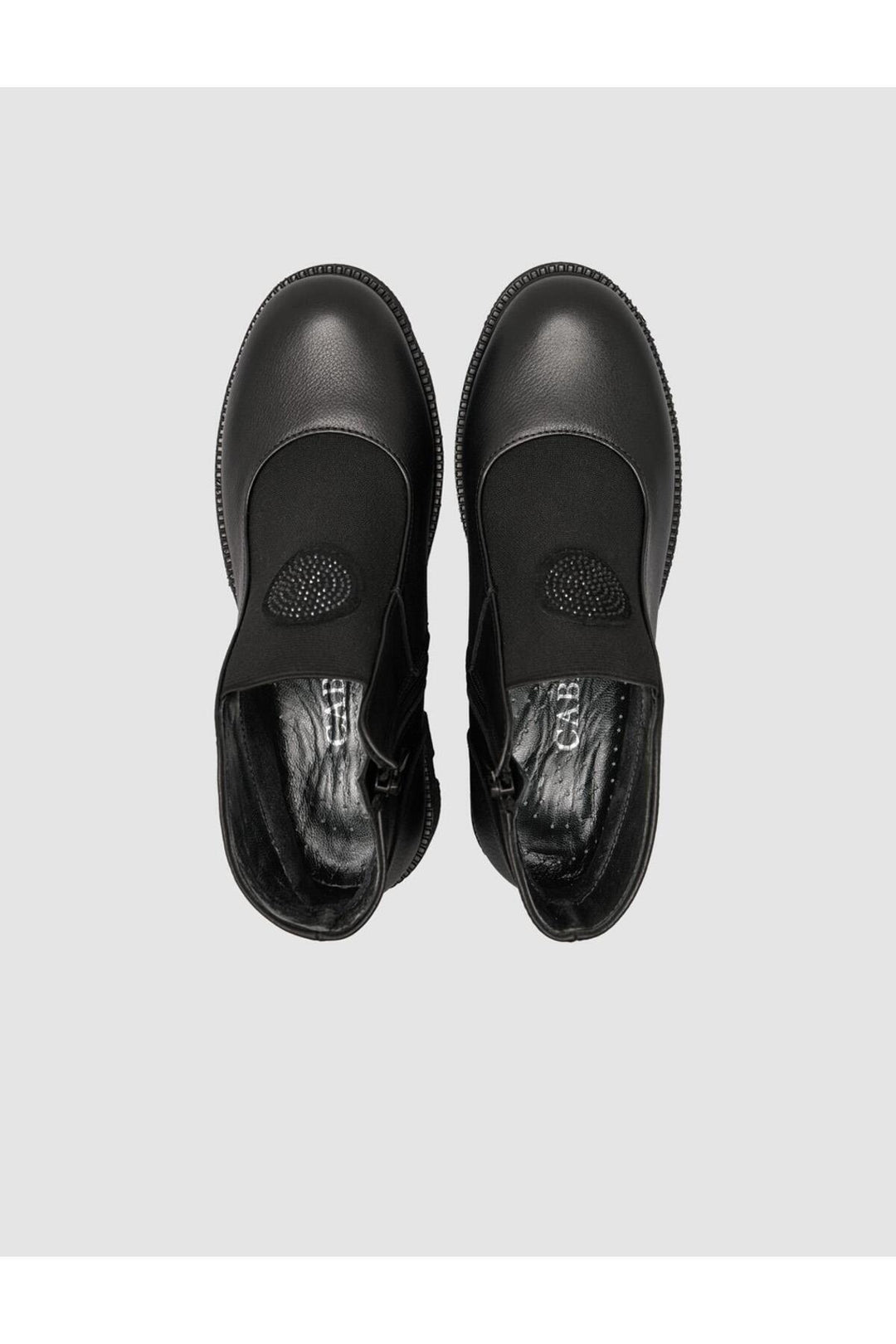 Cabani Shoes Bottines pour femmes en cuir véritable noir avec pierres. - Multicolore