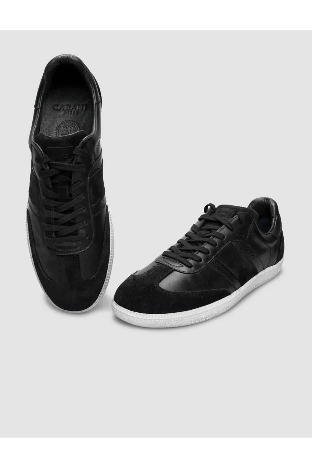 Cabani Shoes %100 Cuir véritable Baskets pour hommes noires à lacets - Noir