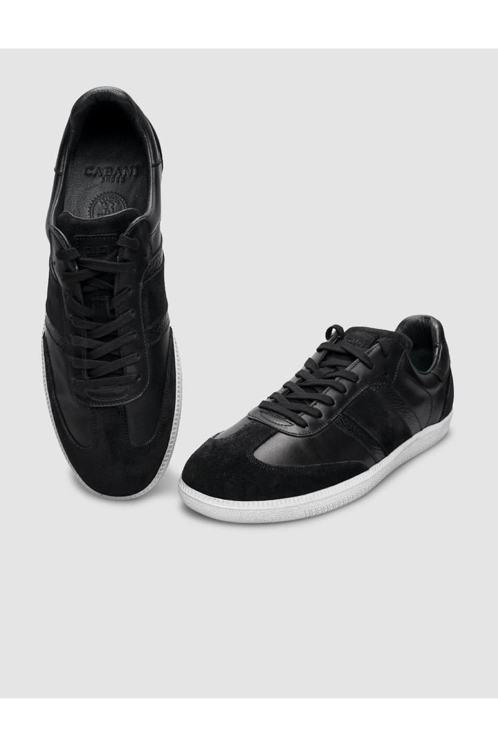 Cabani Shoes %100 Cuir véritable Baskets pour hommes noires à lacets - Noir