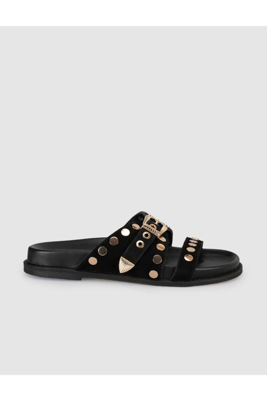 Cabani Shoes Sandales en cuir véritable avec détails en pierre pour femme - Noir