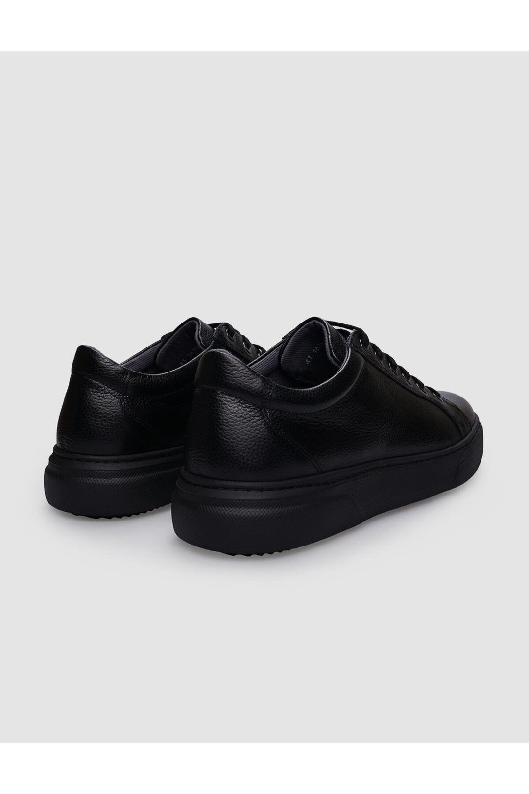 Cabani Shoes %100 Cuir véritable Baskets pour hommes noires à lacets - Noir