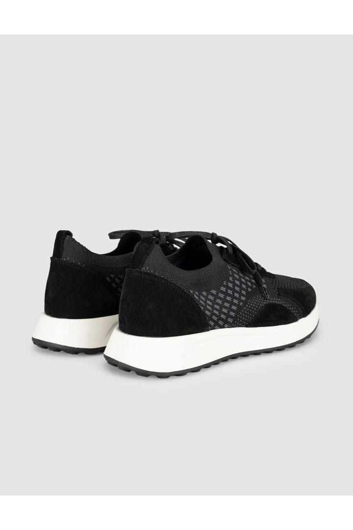 Cabani Shoes Sneakers pour hommes en cuir véritable tricot noir - Multicolore