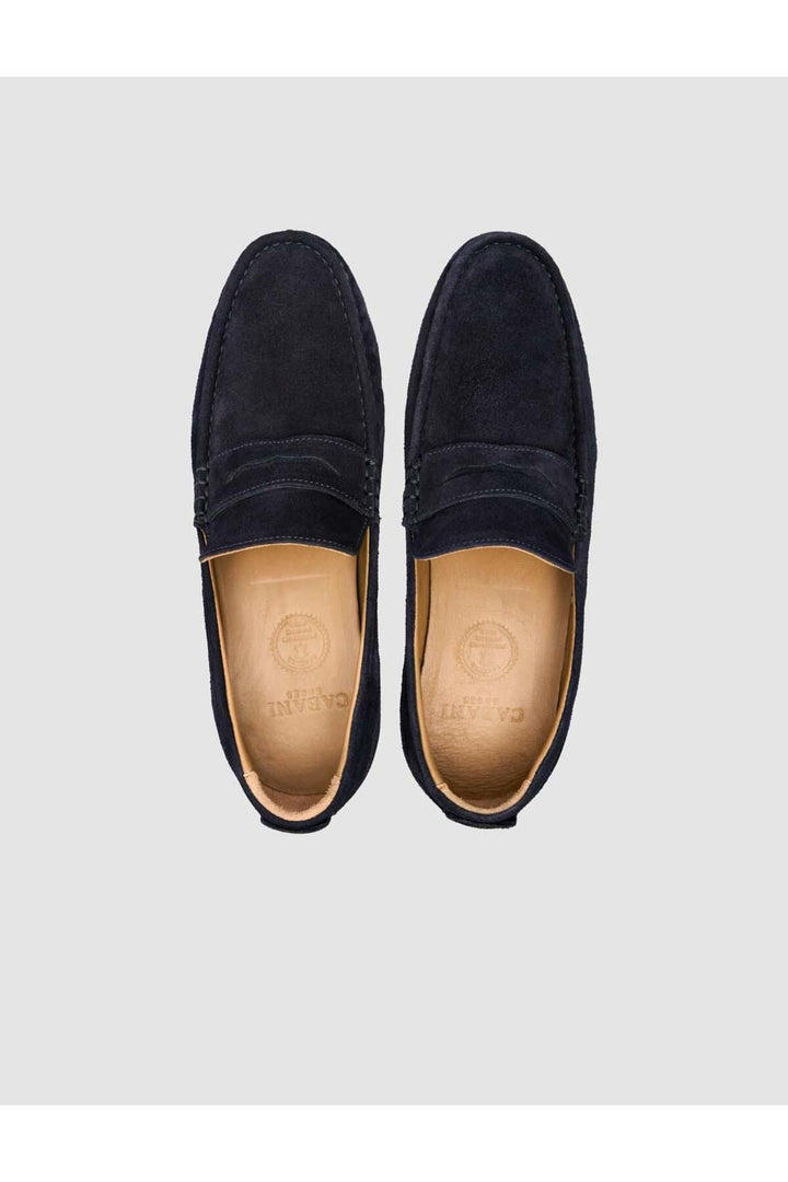 Cabani Shoes Matera Chaussures Loafers pour Hommes en Cuir Suédé Véritable Bleu marine sans Lacets - Bleu marine