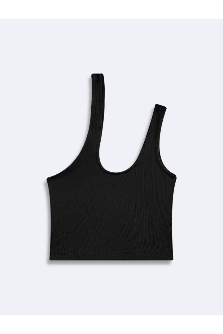 LTB Débardeur Crop à Col U Asymétrique à Une Épaule Noir - Noir