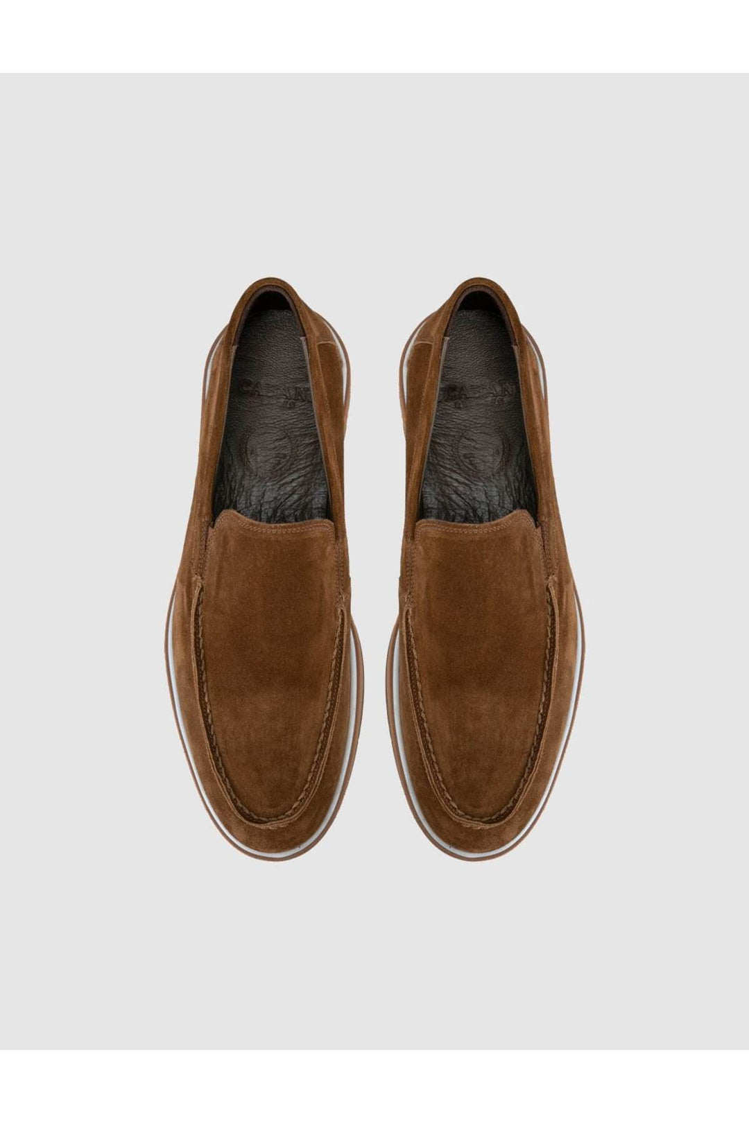 Cabani Shoes Mocassins pour hommes en cuir véritable suédé marron. - Tabac