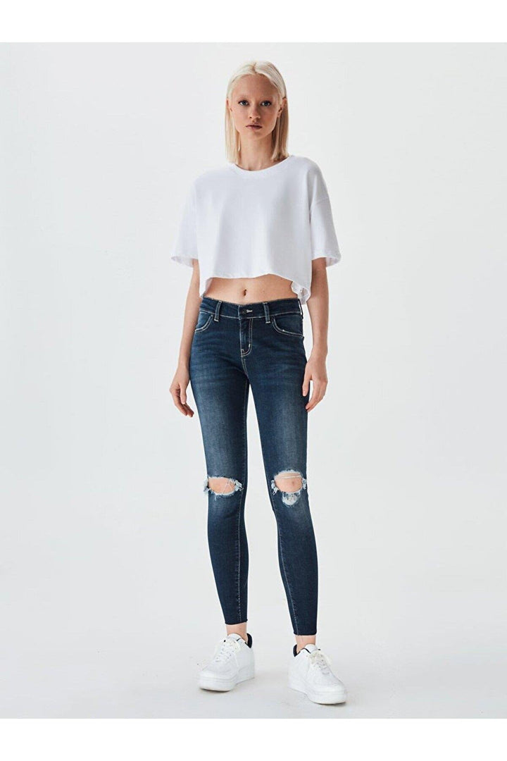 LTB Lonıa Frınge Pantalon en jean taille basse Clary Skınny Wash Femme